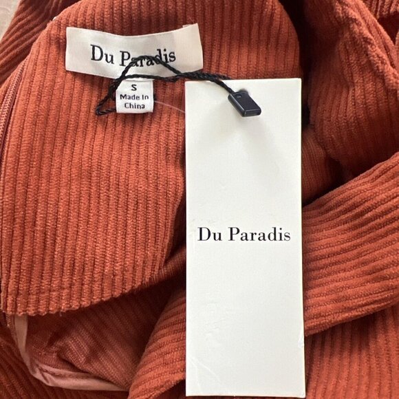 Du Paradis Womens Size Small Rust Orange Belted Corduroy Jumpsuit New Fall New - Picture 13 of 13